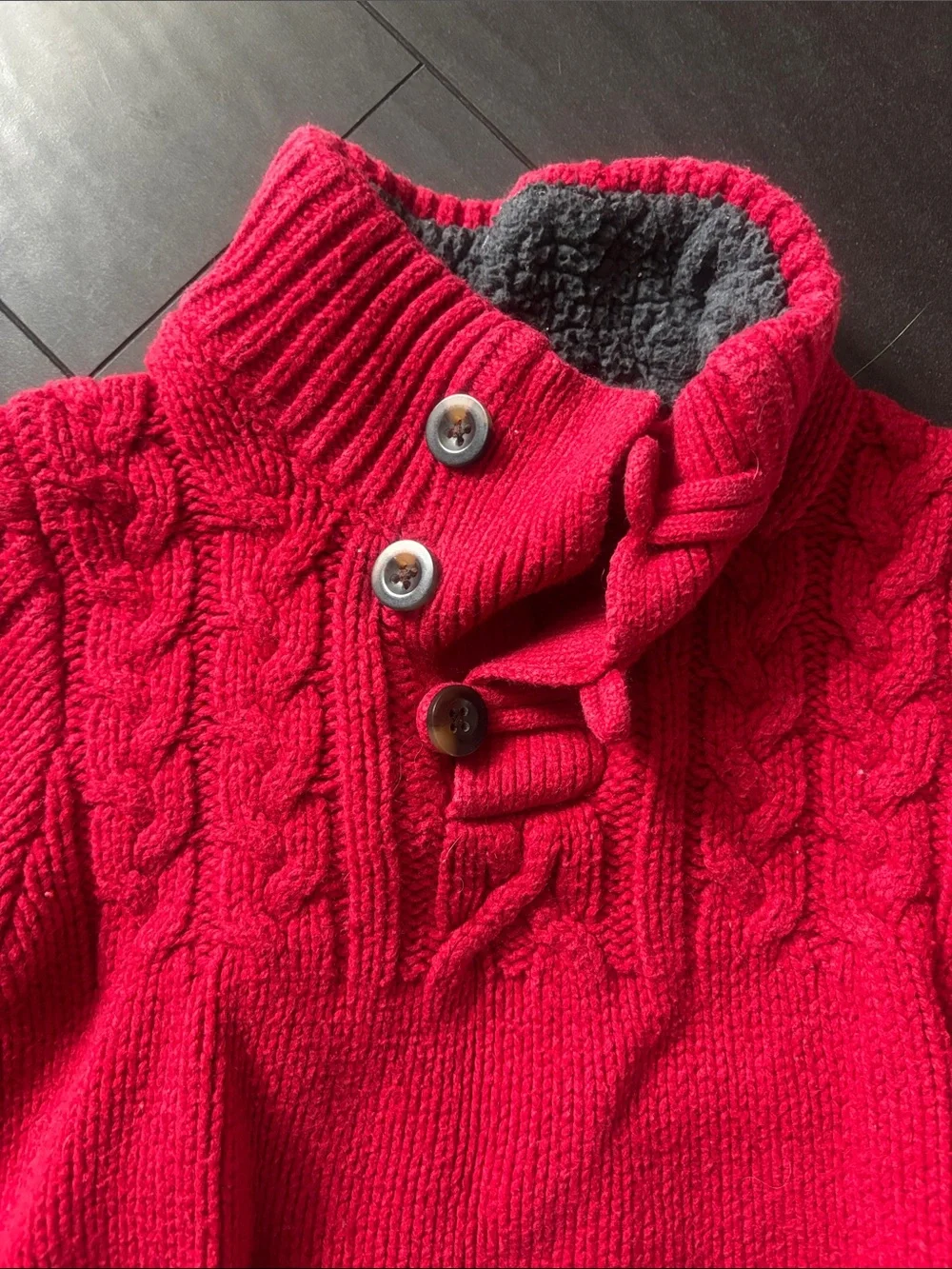 GAP Red Cable Knit Mock Neck Sweater